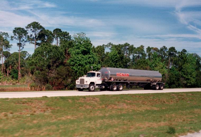 Semi truck rolling down the highway